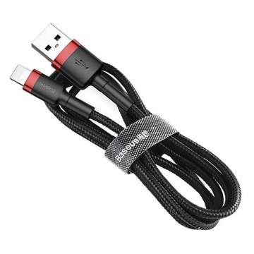 Kabel 50cm Baseus Cafule Lightning USB 2,4A (czarno-czerwony)