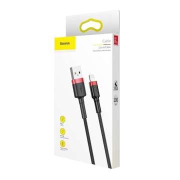 Kabel 50cm Baseus Cafule Lightning USB 2,4A (czarno-czerwony)