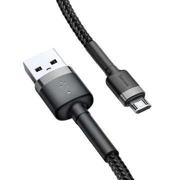 Kabel 50cm Baseus Cafule USB do micro USB QC 3.0 2.4A Szaro-czarny
