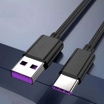 Kabel Alogy szybki przewód USB-A do USB-C Type C 5A 2m Czarny + Organizer