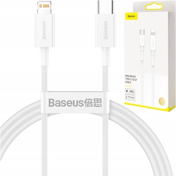 Kabel Baseus USB-C do Lightning iPhone PD 18W przewód 1m szybkie ładowanie szybki biały