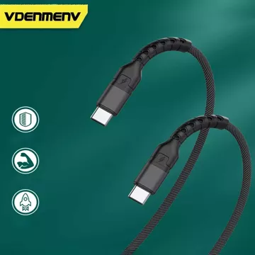 Kabel Denmen USB-C do USB-C 100W 1m Szybkie Ładowanie Czarny