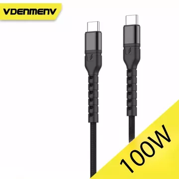 Kabel Denmen USB-C do USB-C 100W 1m Szybkie Ładowanie Czarny