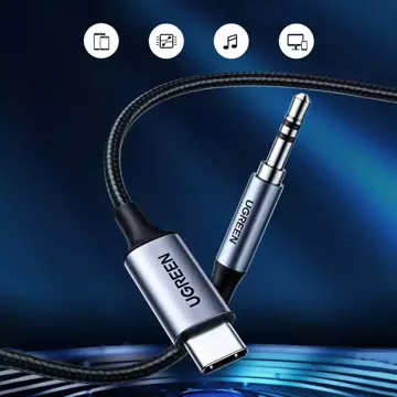 Kabel UGREEN audio stereo AUX 3,5 mm mini jack - USB Typ C do telefonu tabletu 1m czarny (CM450 20192)