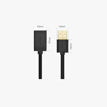 Kabel UGREEN przewód przejściówka USB (żeński) - USB (męski) 2m czarny (10316)