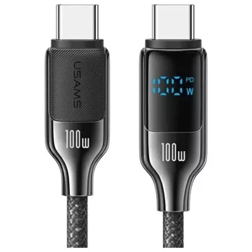 Kabel USAMS USB-C do USB-C 1,2m, 100W, cyfrowy wyświetlacz, Czarny