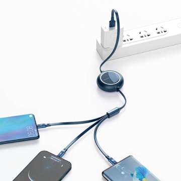 Kabel USB 3w1 Baseus Bright Mirror, USB do micro USB / USB-C / Lightning, 66W, 1.2m (niebieski)