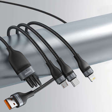 Kabel USB 3w1 Baseus Flash Series, micro USB / Lightning / USB-C 40W 5A 1.2m Czarny