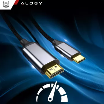 Kabel USB-C do HDMI Alogy przejściówka HUB adapter 4K 60HZ 200cm 2m Czarny