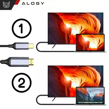 Kabel USB-C do HDMI Alogy przejściówka HUB adapter 4K 60HZ 200cm 2m Czarny