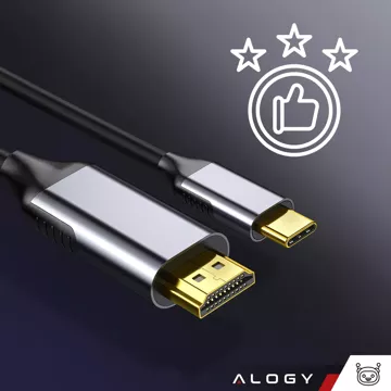 Kabel USB-C do HDMI Alogy przejściówka HUB adapter 4K 60HZ 200cm 2m Czarny