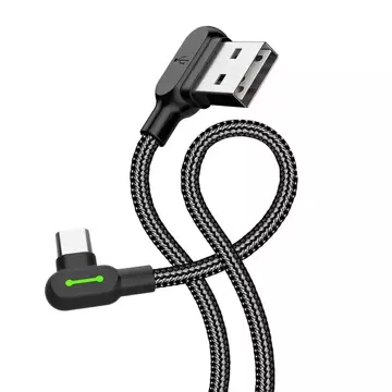 Kabel USB do USB-C kątowy Mcdodo CA-5280 LED, 1.8m (czarny)