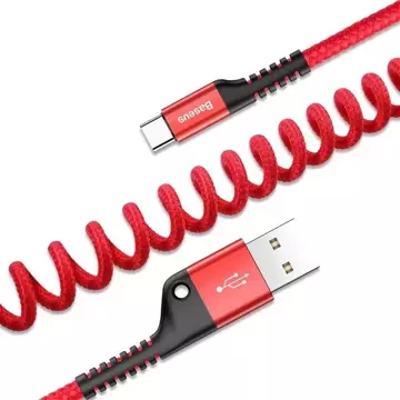 Kabel USB do USB-C sprężynowy Baseus Spring 1m 2A (czerwony)