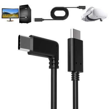 Kabel do okularów VR Alogy przewód USB Type-C 5m do Oculus Link Quest 1 2 Czarny