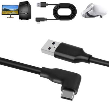 Kabel do okularów VR Alogy przewód USB do USB Type-C 5m do Oculus Link Quest 1 2 3 Czarny