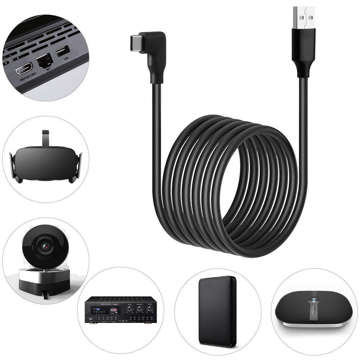 Kabel do okularów VR Alogy przewód USB do USB Type-C 5m do Oculus Link Quest 1 2 3 Czarny