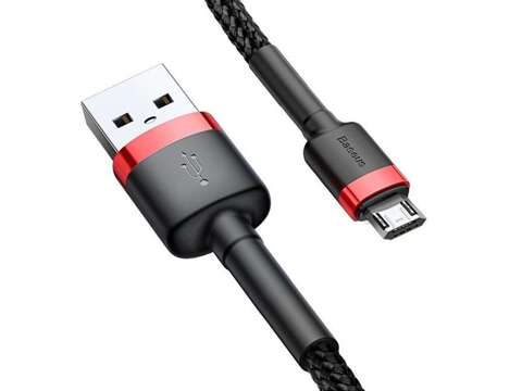 Kabel nylonowy Baseus Cafule Micro-USB 2.4A 100cm Czarny/czerwony