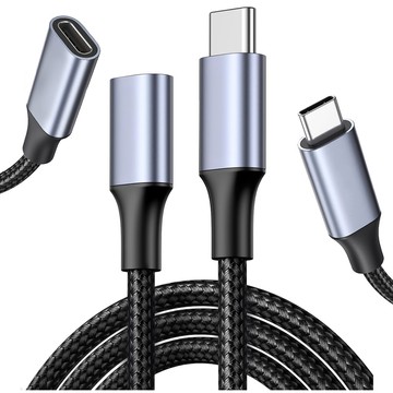 Kabel przedłużacz przedłużka USB-C typ C 3.1 Gen2 Thunderbolt 100W PD 10Gbs 4K 2M Adapter przewód nylon oplot mocny