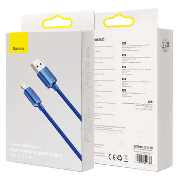 Kabel przewód Baseus Crystal USB do Lightning iPhone 2.4A 1.2m Niebieski