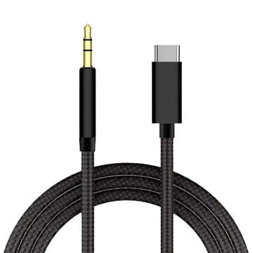 Kabel przewód audio Alogy USB-C do miniJack 3.5mm AUX 1m Czarny