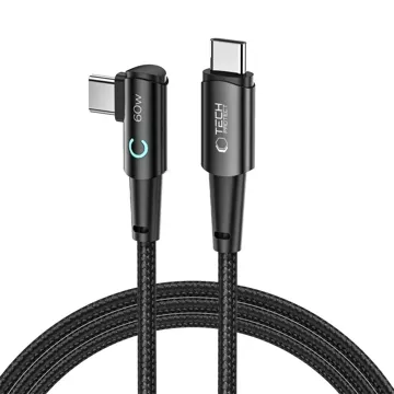 Kabel przewód kątowy USB Typ C - USB Typ C UltraBoost "L" 60W/6A 200 cm Szary