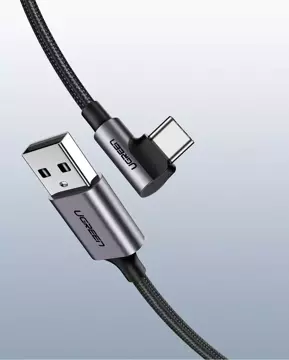 Kątowy kabel UGREEN przewód USB - USB Typ C 1m 3A szary (50941)