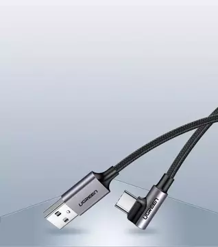 Kątowy kabel UGREEN przewód USB - USB Typ C 1m 3A szary (50941)