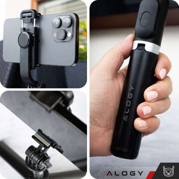 Kijek Selfie Stick Alogy uchwyt do telefonu zdjęć statyw Tripod 103 cm + Pilot Bluetooth Czarny