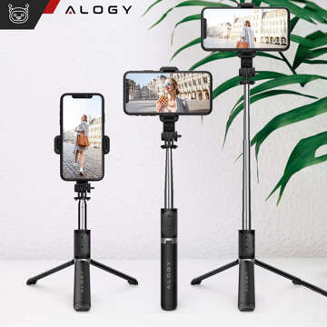 Kijek Selfie Stick Alogy uchwyt do telefonu zdjęć statyw Tripod 103 cm + Pilot Bluetooth Czarny