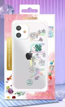 Kingxbar Lucky Series etui ozdobione oryginalnymi Kryształami Swarovskiego iPhone 12 Pro / iPhone 12 przezroczysty (Clover)