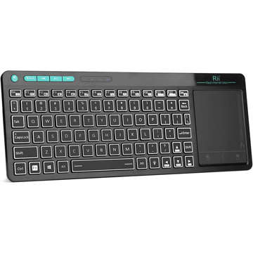 Klawiatura Bezprzewodowa RGB LED z touchpadem do PC TV tabletu Czarna + Stojak na biurko