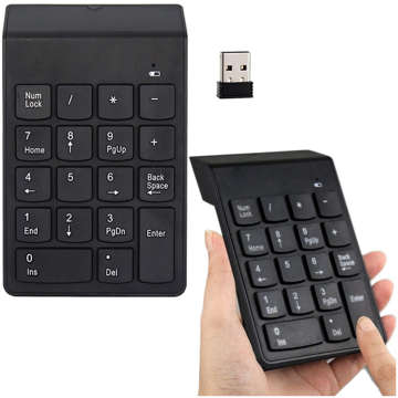 Klawiatura numeryczna Bezprzewodowa USB do laptopa tabletu PC Mini Wireless KeyPad czarna