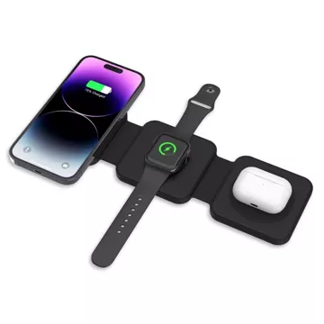 Ładowarka Indukcyjna QI15W-A24 3IN1 Magnetic MagSafe Wireless Charger do iPhone, Airpods, Apple Watch Czarna