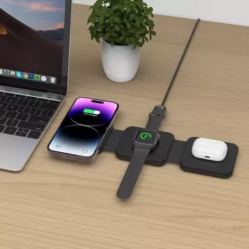 Ładowarka Indukcyjna QI15W-A24 3IN1 Magnetic MagSafe Wireless Charger do iPhone, Airpods, Apple Watch Czarna