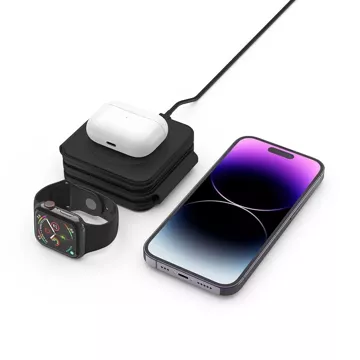 Ładowarka Indukcyjna QI15W-A24 3IN1 Magnetic MagSafe Wireless Charger do iPhone, Airpods, Apple Watch Czarna