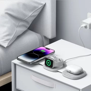 Ładowarka Indukcyjna QI15W-A24 3IN1 Magnetic MagSafe Wireless Charger do iPhone, Airpods, Apple Watch Szara