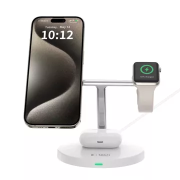 Ładowarka Indukcyjna QI15W-A35 IN1 Magnetic MagSafe Wireless Charger do iPhone, Airpods, Apple Watch White