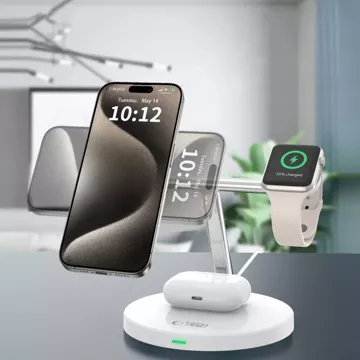 Ładowarka Indukcyjna QI15W-A35 IN1 Magnetic MagSafe Wireless Charger do iPhone, Airpods, Apple Watch White