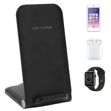 Ładowarka indukcyjna QI Alogy 3w1 do telefonu Apple iPhone, Airpods, Watch 15W + 3W Czarna