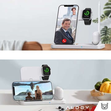 Ładowarka indukcyjna Qi 4w1 Alogy do Apple iPhone/ Watch/ AirPods/ Pen Biała