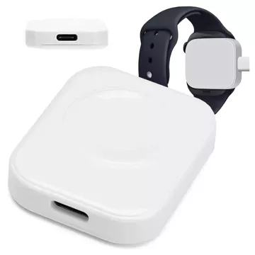 Ładowarka indukcyjna do Apple Watch Alogy Charger z portem USB-C mini ładowarka przenośna Biała