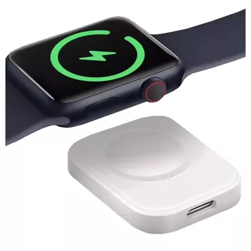 Ładowarka indukcyjna do Apple Watch Alogy Charger z portem USB-C mini ładowarka przenośna Biała