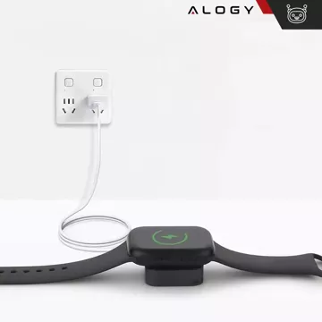 Ładowarka indukcyjna do Apple Watch Alogy Charger z portem USB-C mini ładowarka przenośna Czarna