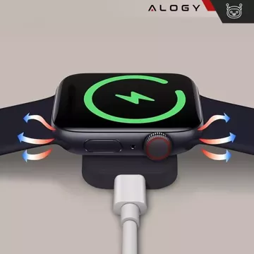 Ładowarka indukcyjna do Apple Watch Alogy Charger z portem USB-C mini ładowarka przenośna Czarna