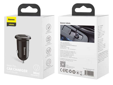 Ładowarka samochodowa Baseus Grain Pro Car Charger 2x USB 4.8A Czarna