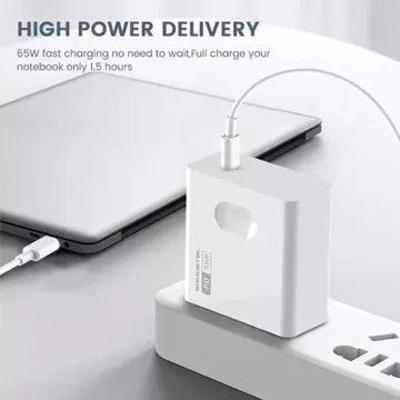 Ładowarka sieciowa 65W + kabel Typ-C do Typ-C Somostel Power Deliver Q15 PD Biały 