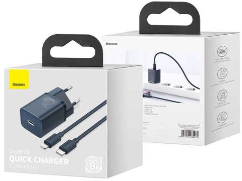 Ładowarka sieciowa Baseus PD 20W + kabel USB-C Type C do Lightning Blue