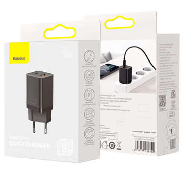 Ładowarka sieciowa Baseus Super Si Pro Quick Charger USB + USB-C  QC 3.0 PD 30W Czarna