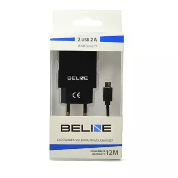 Ładowarka sieciowa Beline 2x USB + microUSB 2A czarna/black
