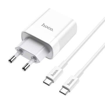 Ładowarka sieciowa Hoco C80A Network PD20W/QC3.0 + kabel USB-C White